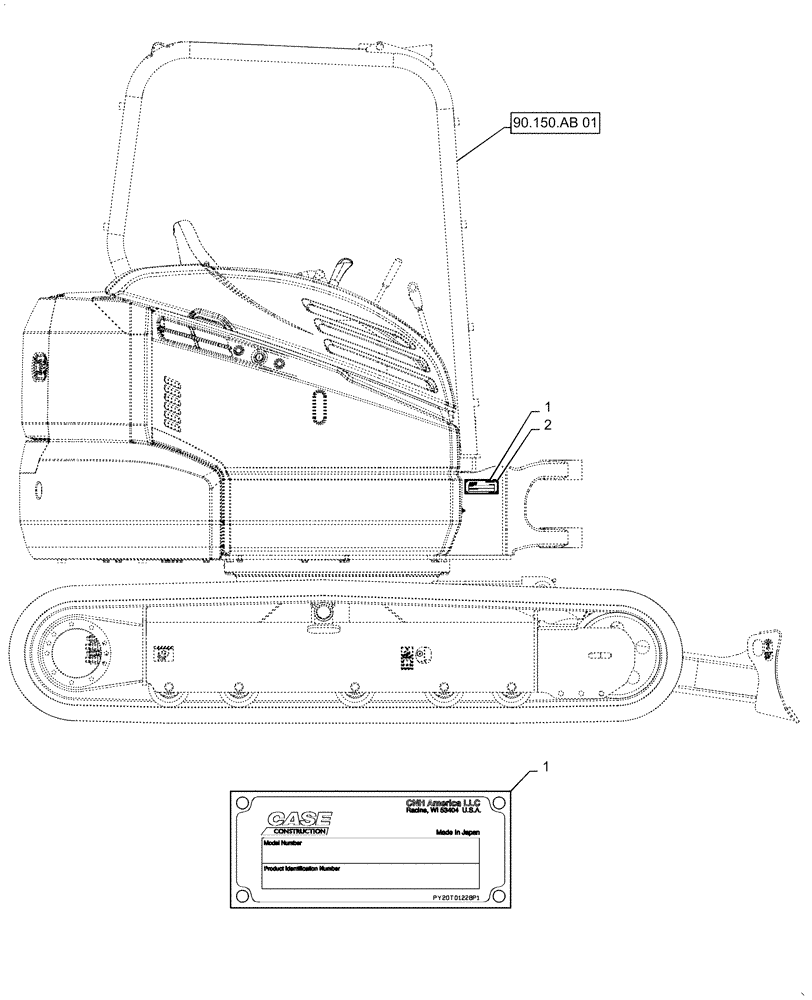 Схема запчастей Case CX36B - (90.108.AF[01]) - NAMEPLATE, COMMON (90) - PLATFORM, CAB, BODYWORK AND DECALS