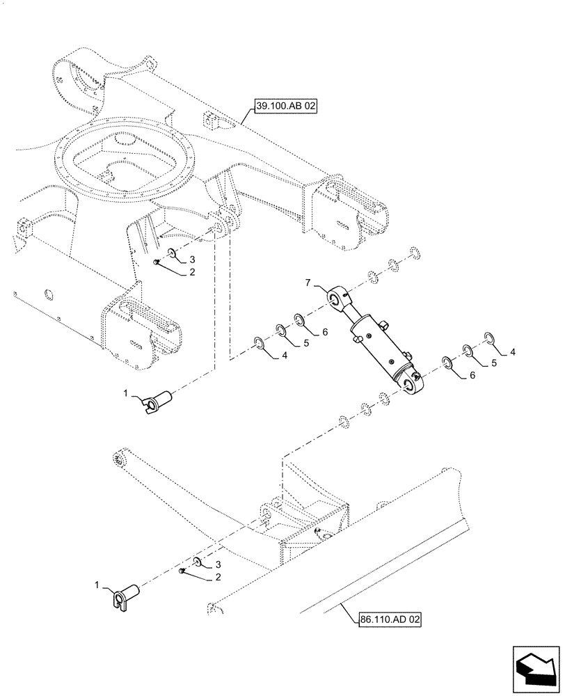 Схема запчастей Case CX55B - (86.110.AF[05]) - CYLINDER INSTALL (ANGLE DOZER) (86) - DOZER