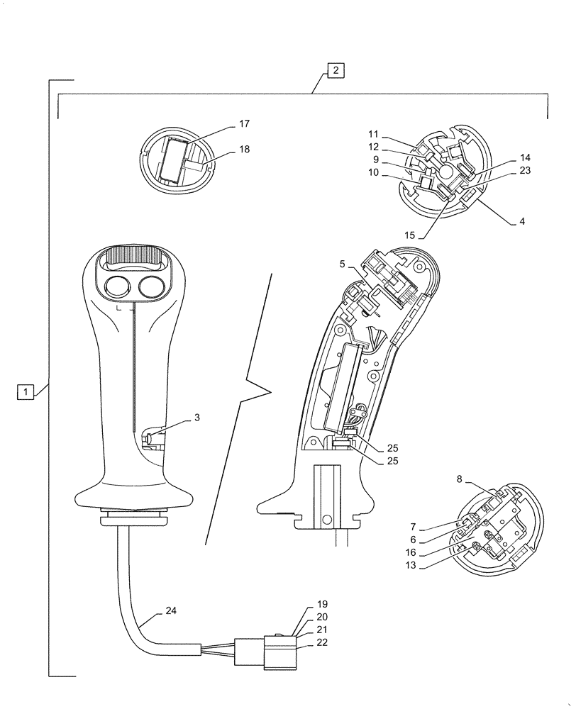 Схема запчастей Case CX55B - (35.355.AK[03]) - GRIP ASSY (SLIDE SWITCH + ON, OFF SWITCH) (35) - HYDRAULIC SYSTEMS