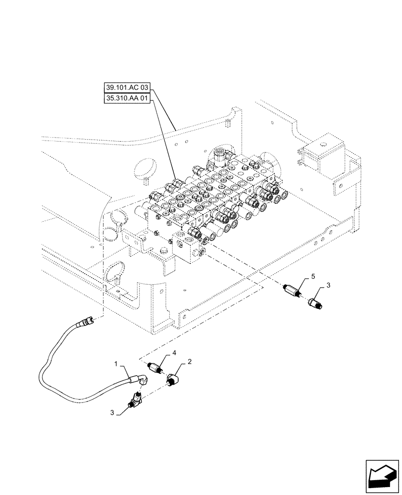 Схема запчастей Case CX55B - (35.100.AB[07]) - CONTROL, LINE, MAIN, CANOPY (35) - HYDRAULIC SYSTEMS