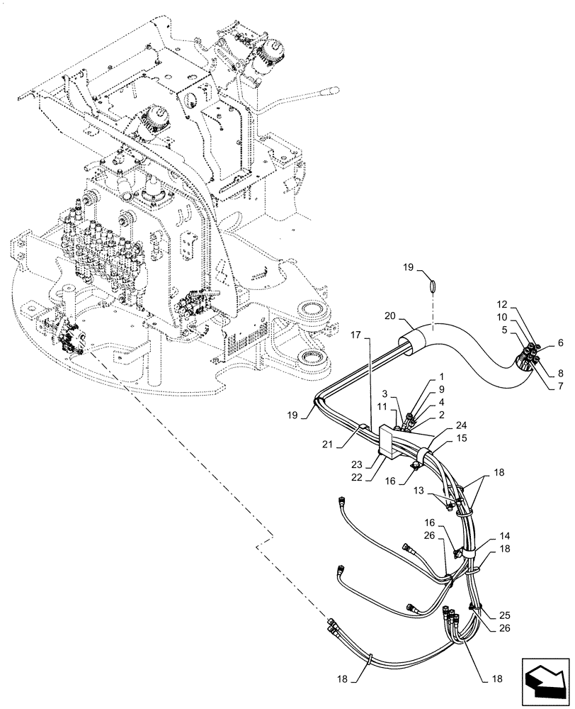 Схема запчастей Case CX36B - (01-056[03]) - CONTROL LINES, REMOTE (BHL MULTI - BHL) - SN PX15-21962 (35) - HYDRAULIC SYSTEMS