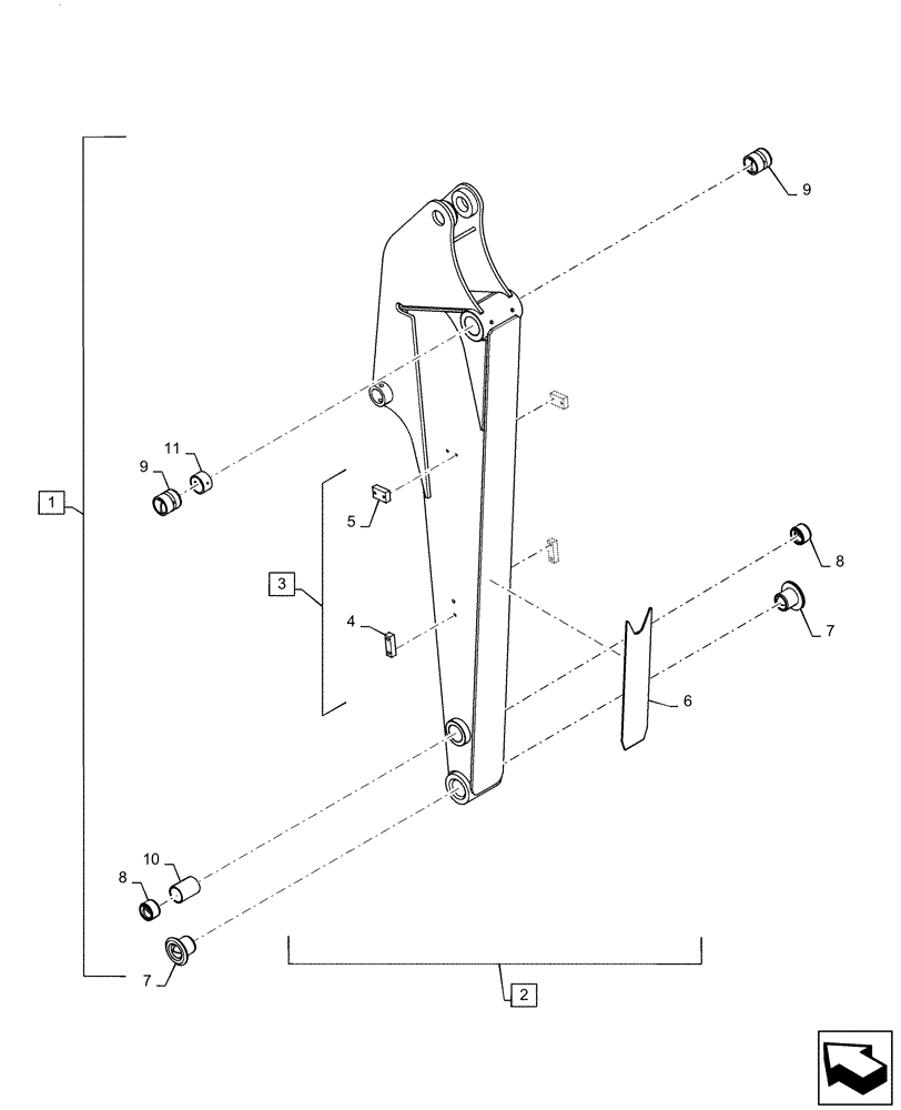 Схема запчастей Case CX36B - (03-017[02]) - ARM, LONG (1.59M), (REINFORCEMENT OF BOTTOM PLATE) (84) - BOOMS, DIPPERS & BUCKETS