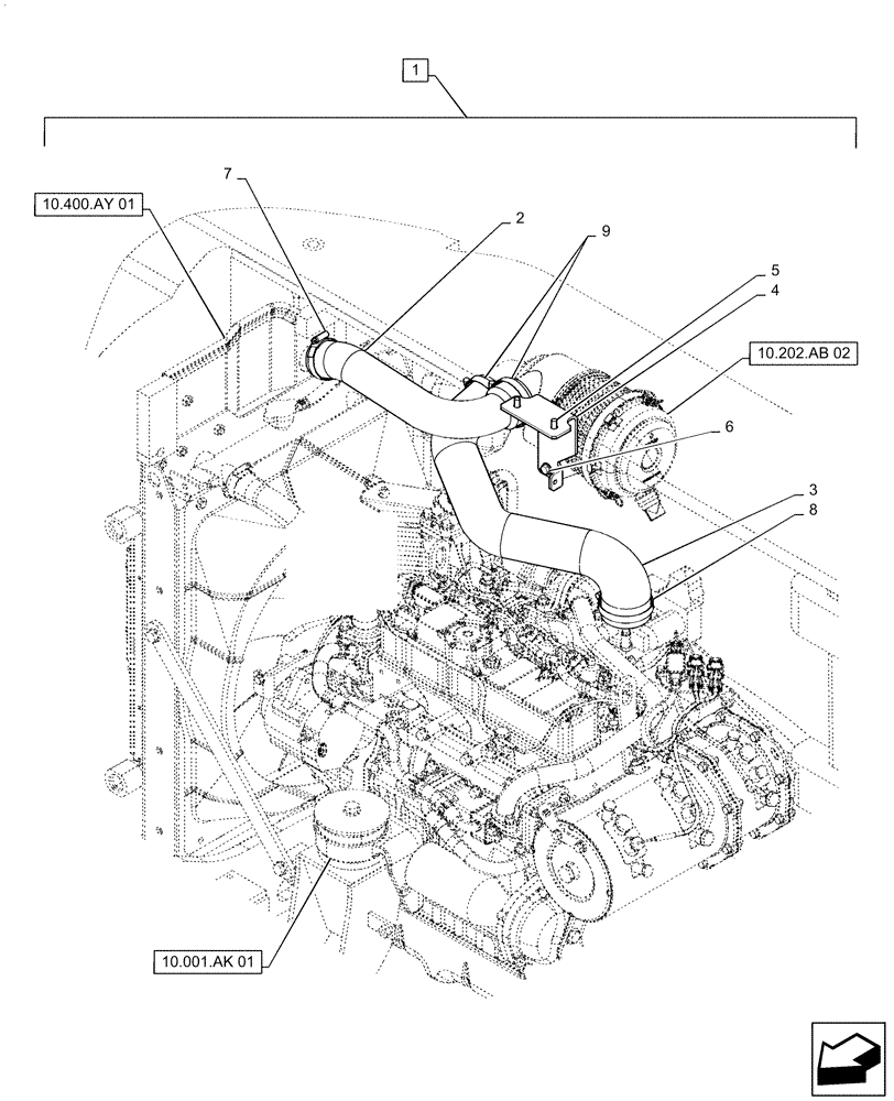 Схема запчастей Case CX55B - (10.202.AB[01]) - AIR CLEANER (10) - ENGINE