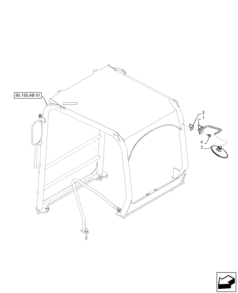 Схема запчастей Case CX55B - (90.118.BM[02]) - MIRROR, CANOPY, REAR (90) - PLATFORM, CAB, BODYWORK AND DECALS