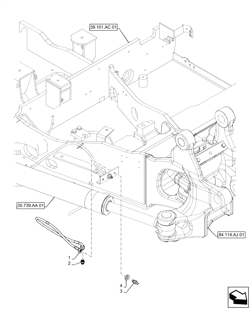 Схема запчастей Case CX55B - (71.460.AF[01]) - LUBRICATION LINE, UPPER, FRAME (71) - LUBRICATION SYSTEM