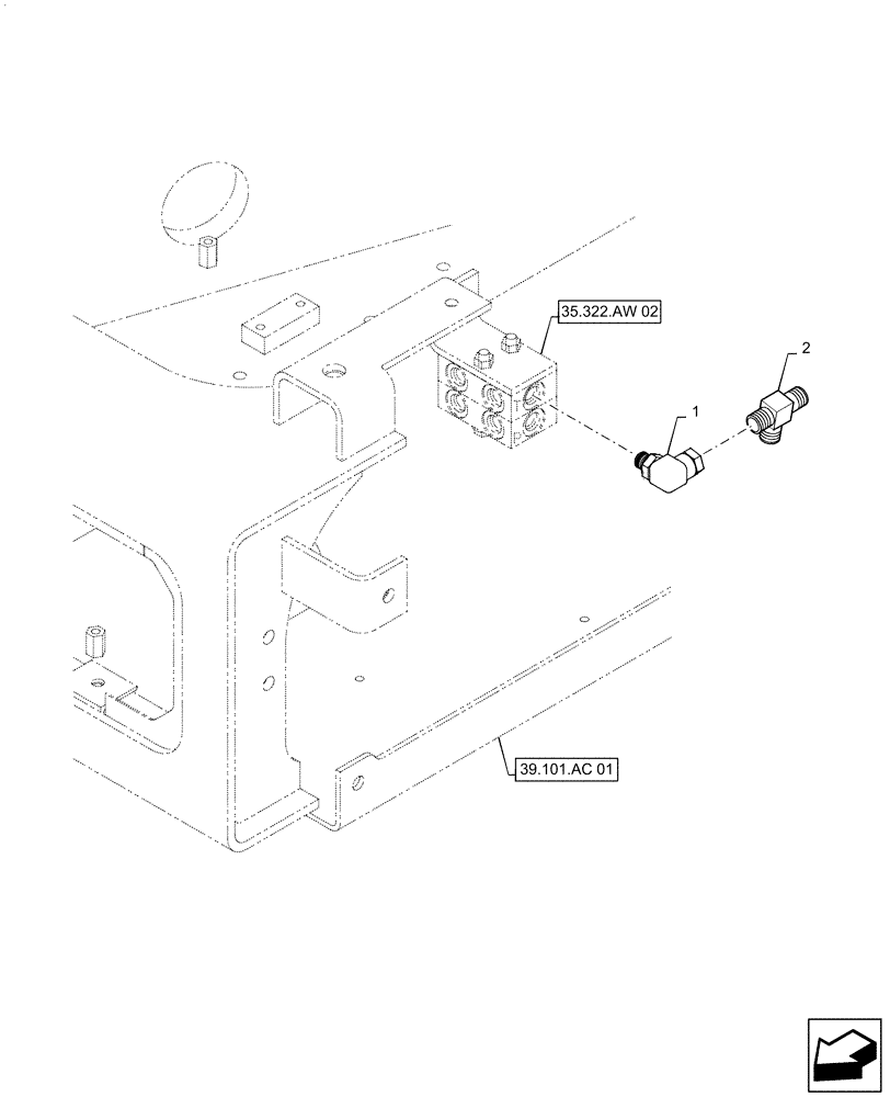 Схема запчастей Case CX55B - (35.310.AE[03]) - CONTROL, LINES, BLOCK, NIBBLER & BREAKER OR ROTARY (35) - HYDRAULIC SYSTEMS