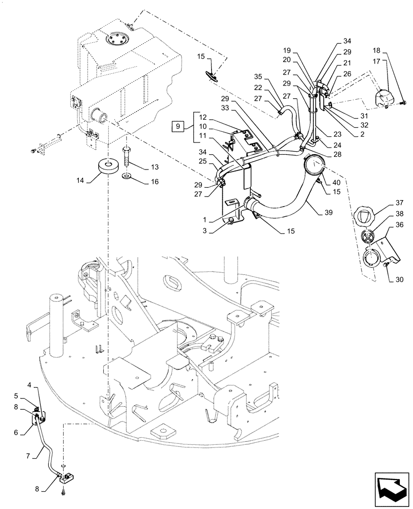 Схема запчастей Case CX31B - (01-020[01]) - TANK INSTAL, FUEL, CANOPY ASN PW14-47630 (10) - ENGINE