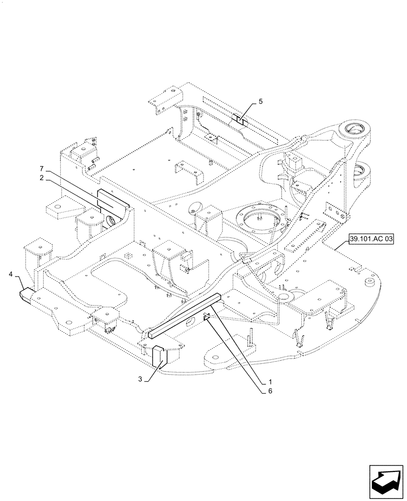 Схема запчастей Case CX55B - (39.101.AC[04]) - UPPER FRAME, ANGLE DOZER (39) - FRAMES AND BALLASTING