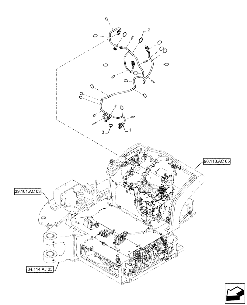 Схема запчастей Case CX55B - (55.015.AJ[01]) - HARNESS, ASSY, UPPER, STAND, NIBBLER & BREAKER OR ROTARY (55) - ELECTRICAL SYSTEMS