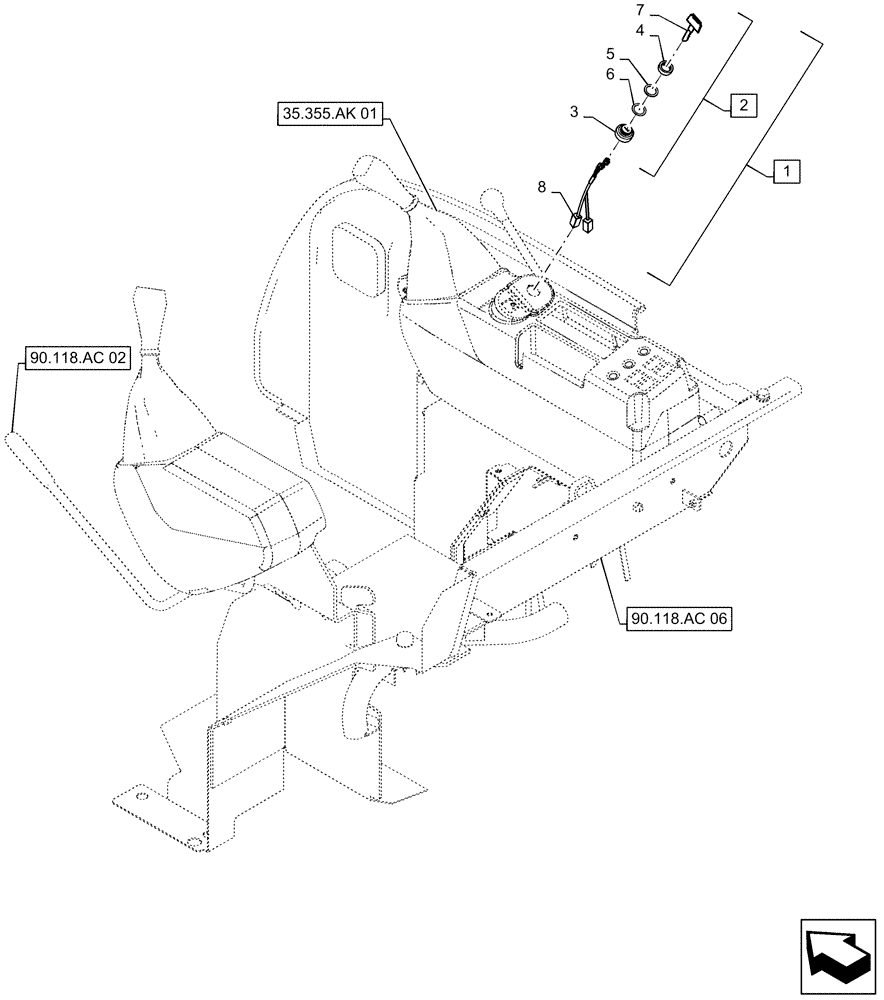 Схема запчастей Case CX55B - (55.201.AH[01]) - KEY ASSY (55) - ELECTRICAL SYSTEMS