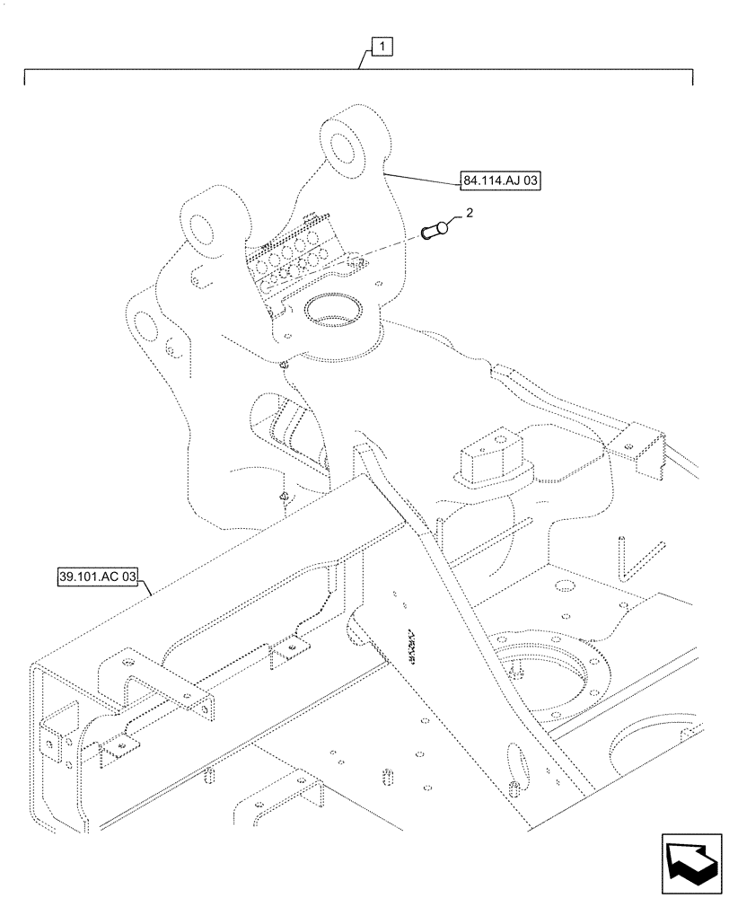 Схема запчастей Case CX55B - (84.114.AJ[04]) - SWING CARRIAGE, BRACKET (84) - BOOMS, DIPPERS & BUCKETS