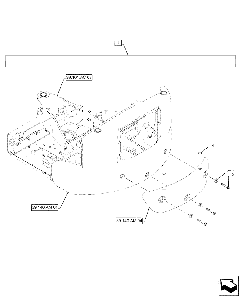 Схема запчастей Case CX55B - (39.140.AM[06]) - COUNTERWEIGHT (ADD ON WEIGHT) (39) - FRAMES AND BALLASTING