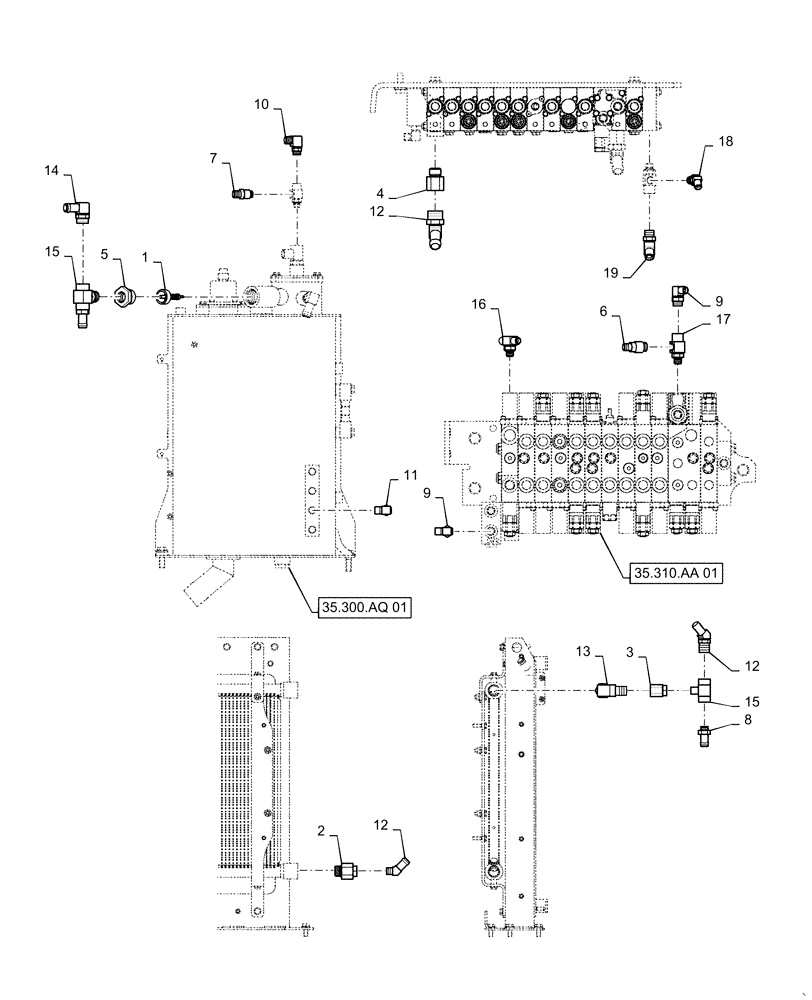 Схема запчастей Case CX55B - (35.310.AG[02]) - HYD. LINE, RETURN (35) - HYDRAULIC SYSTEMS