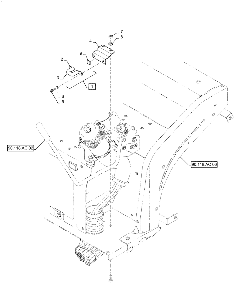 Схема запчастей Case CX55B - (55.511.AO[01]) - CLAMP ASSY (55) - ELECTRICAL SYSTEMS