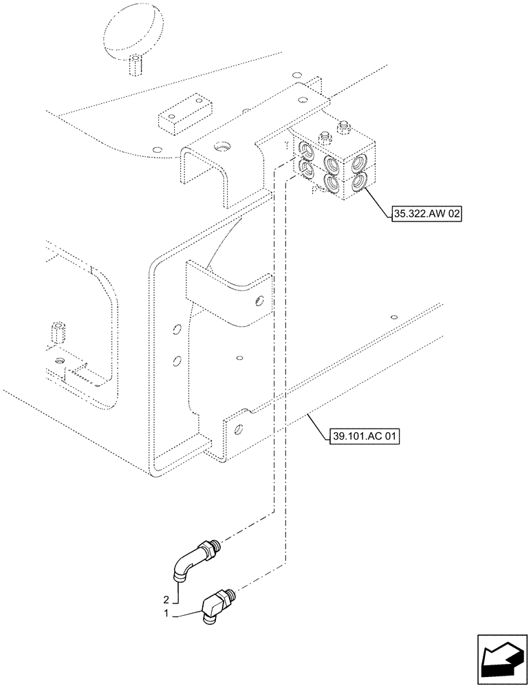 Схема запчастей Case CX55B - (35.310.AE[02]) - CONTROL, LINES, BLOCK, NIBBLER & BREAKER OR ROTARY (35) - HYDRAULIC SYSTEMS