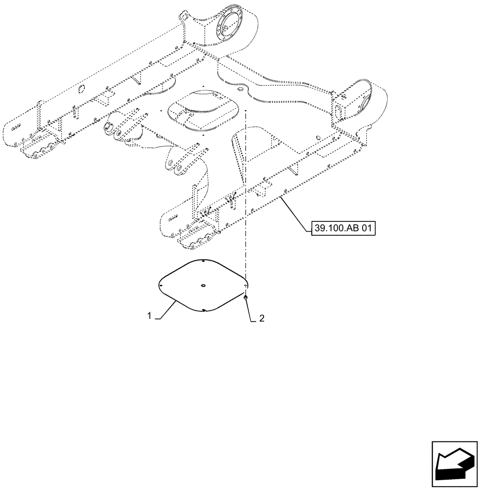 Схема запчастей Case CX55B - (39.100.AH[02]) - COVER ASSY, UNDERCARRIAGE (39) - FRAMES AND BALLASTING