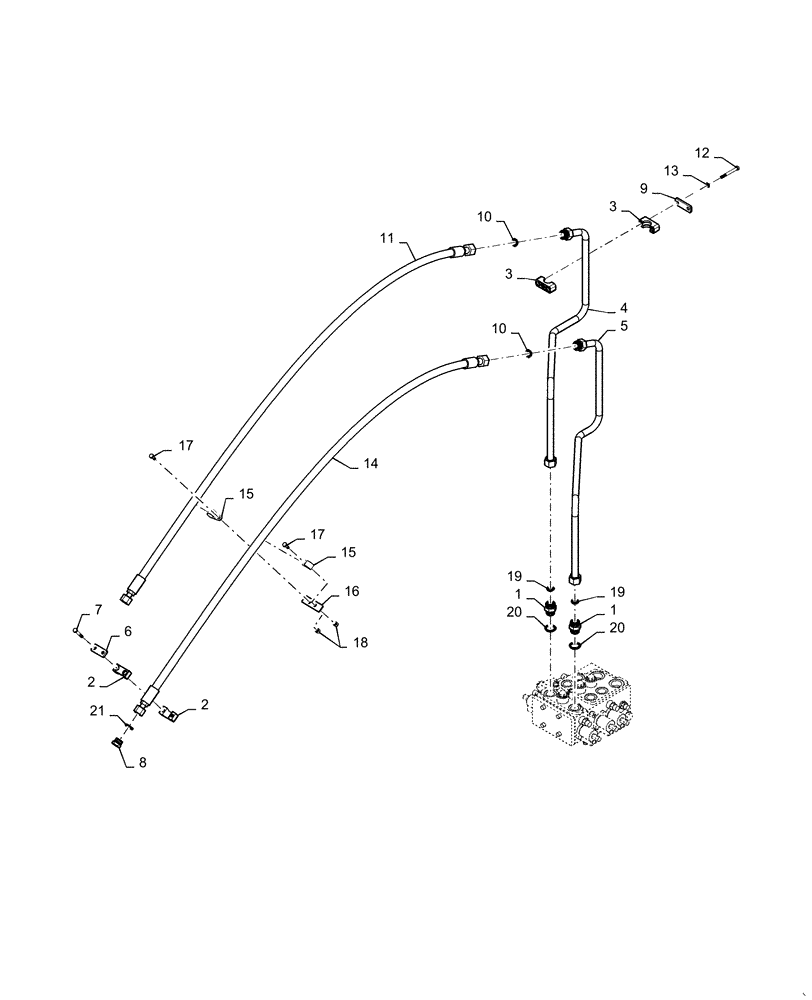 Схема запчастей Case 821F - (35.359.AE) - ACCESSORY LINE INSTALLATION XR/LR (35) - HYDRAULIC SYSTEMS