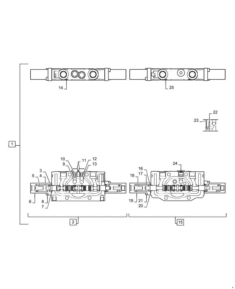 Схема запчастей Case CX55B - (35.310.AA[11]) - CONTROL VALVE SECTION, BUCKET, TRAVEL LEFT (35) - HYDRAULIC SYSTEMS