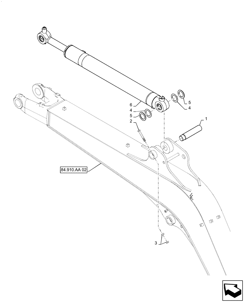 Схема запчастей Case CX55B - (35.736.AK[03]) - CYLINDER, MOUNTING, ARM (35) - HYDRAULIC SYSTEMS