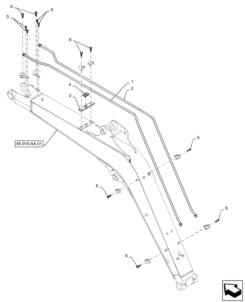 Схема запчастей Case CX55B - (35.736.AC[02]) - HYD. LINE, BOOM, NIBBLER & BREAKER OR ROTARY (35) - HYDRAULIC SYSTEMS