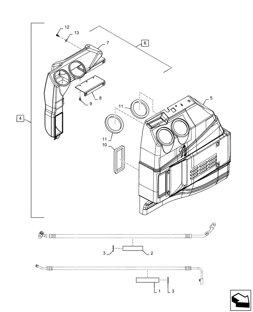 Схема запчастей Case CX55B - (50.200.AA[05]) - AIR CONDITIONING, MOUNTING (50) - CAB CLIMATE CONTROL