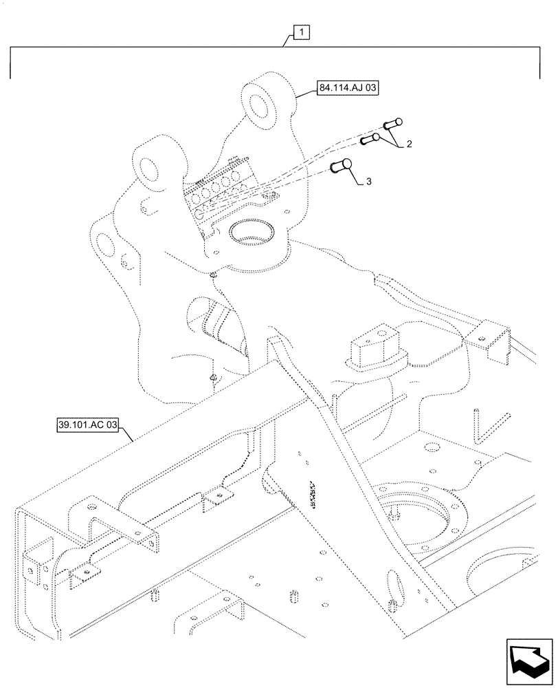 Схема запчастей Case CX55B - (84.114.AJ[05]) - SWING CARRIAGE, BRACKET (84) - BOOMS, DIPPERS & BUCKETS