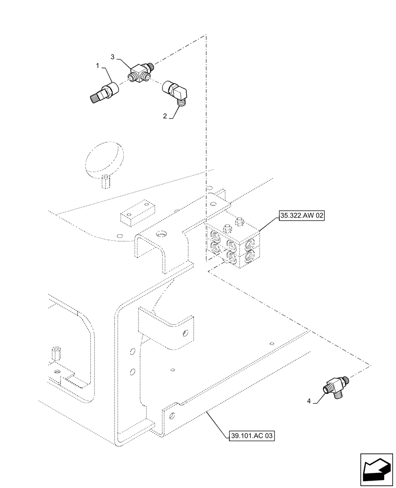 Схема запчастей Case CX55B - (35.310.AE[06]) - CONTROL, LINES, BLOCK (ROTARY) (35) - HYDRAULIC SYSTEMS