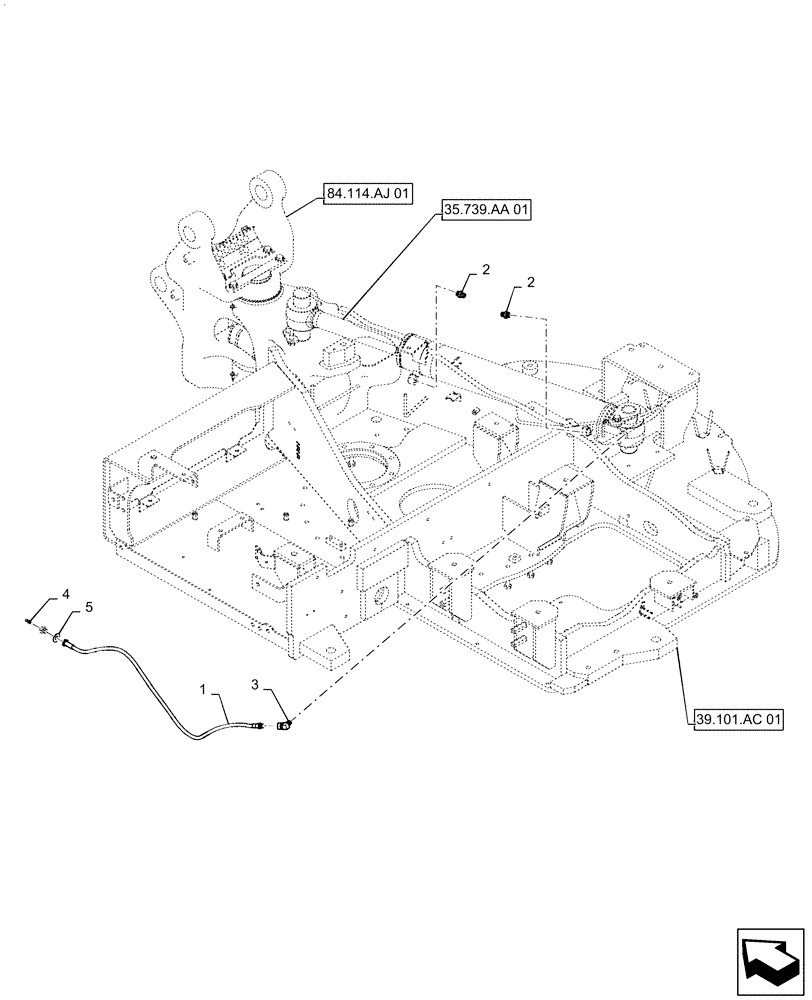 Схема запчастей Case CX55B - (35.739.AE[01]) - HYD. LINE, CYLINDER, SWING CARRIAGE (35) - HYDRAULIC SYSTEMS