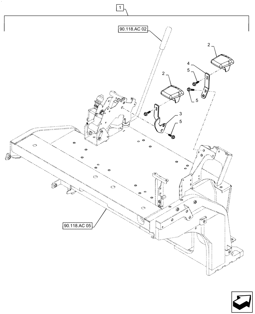 Схема запчастей Case CX55B - (90.118.AC[07]) - SUPPORT, ASSY, ARMREST (90) - PLATFORM, CAB, BODYWORK AND DECALS