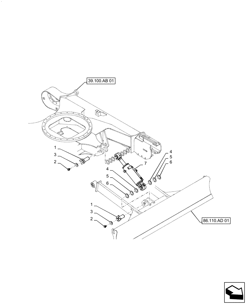 Схема запчастей Case CX55B - (86.110.AF[01]) - CYLINDER, DOZER, MOUNTING (86) - DOZER