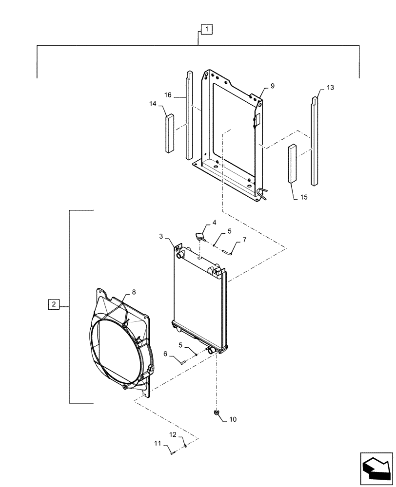 Схема запчастей Case CX55B - (10.400.BF[02]) - RADIATOR, ASSY (10) - ENGINE