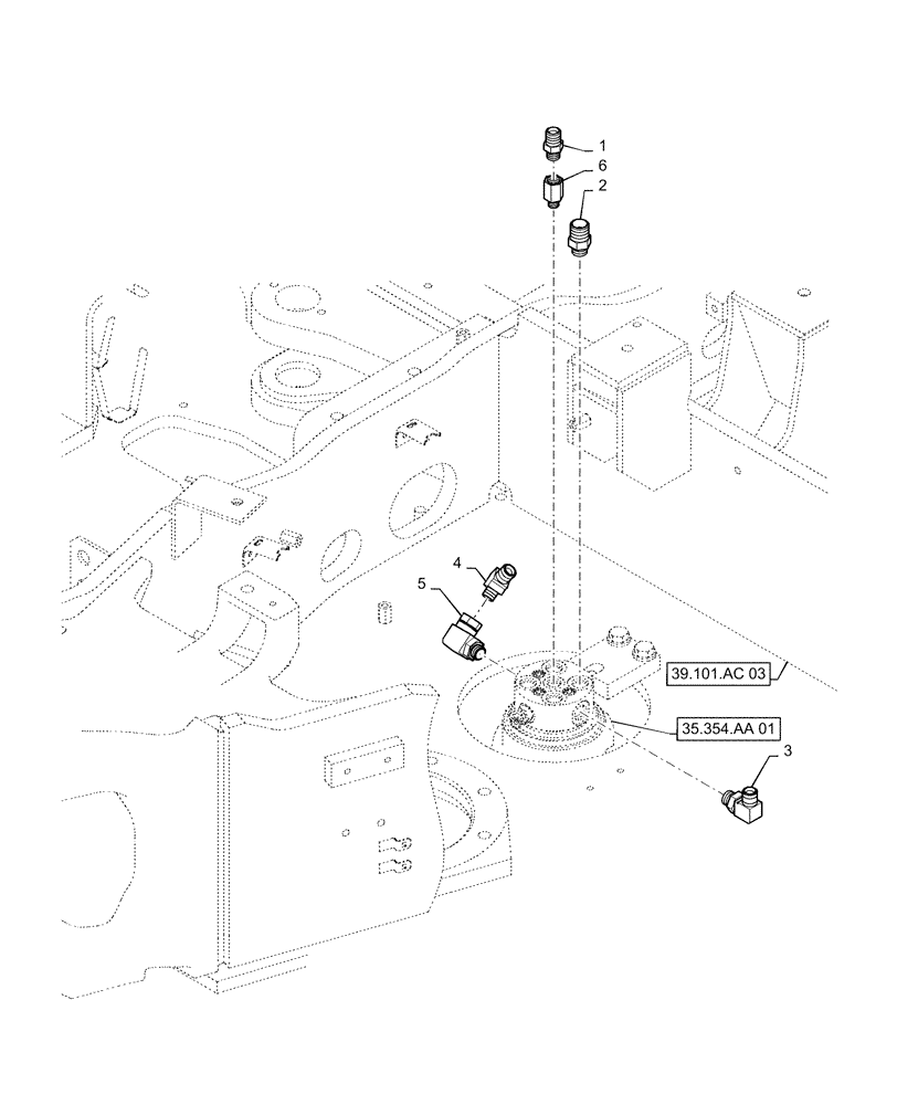 Схема запчастей Case CX55B - (35.354.AF[03]) - SWING JOINT, CONNECTOR (35) - HYDRAULIC SYSTEMS