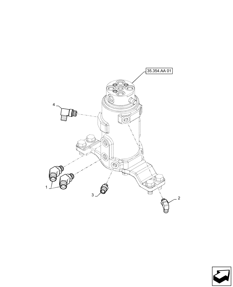 Схема запчастей Case CX55B - (35.354.AF[01]) - HYD CONNECTOR, SWIVEL CONNECTION (35) - HYDRAULIC SYSTEMS