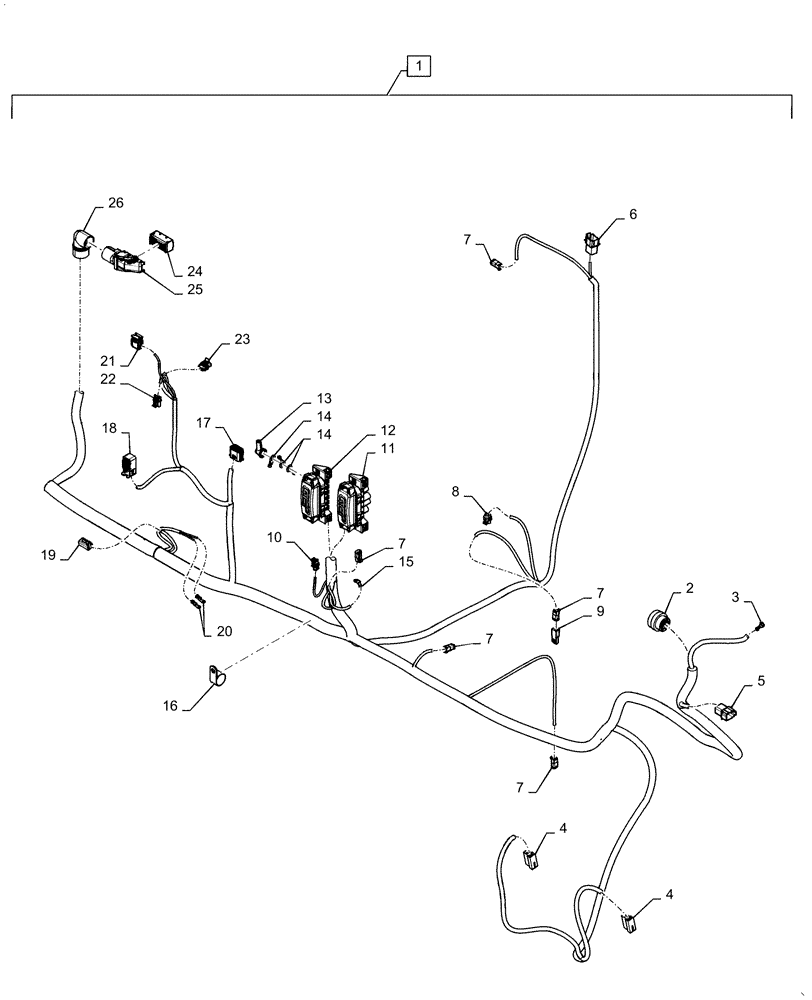 Схема запчастей Case 921F - (55.015.AB[02]) - ENGINE AND REAR CHASSIS HARNESS ASSEMBLY (55) - ELECTRICAL SYSTEMS