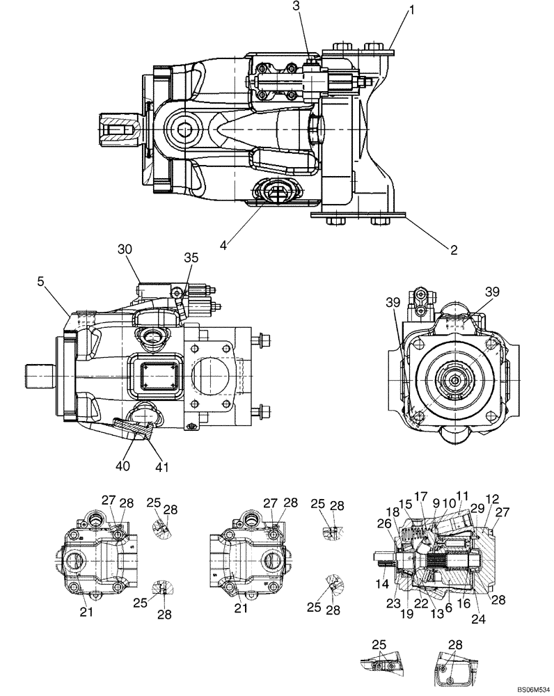 Схема запчастей Case 921E - (08-34) - PUMP ASSY - REAR (08) - HYDRAULICS