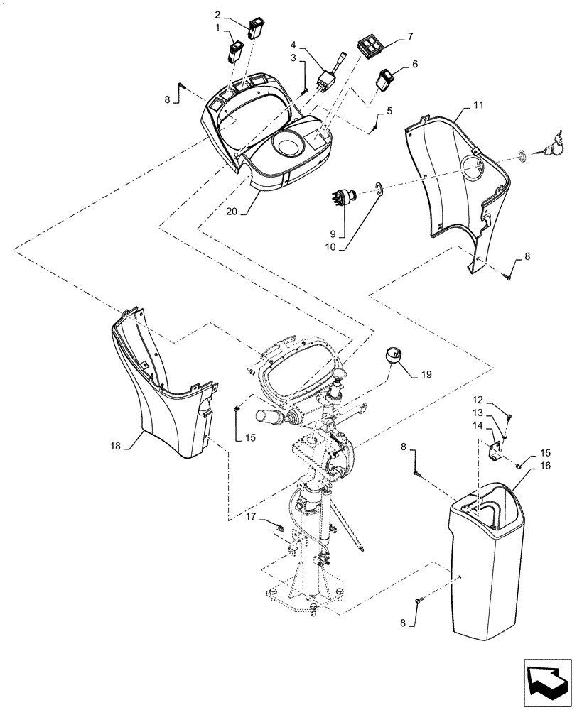 Схема запчастей Case 821F - (41.101.AC) - STEERING HOUSING AND COVERS (41) - STEERING