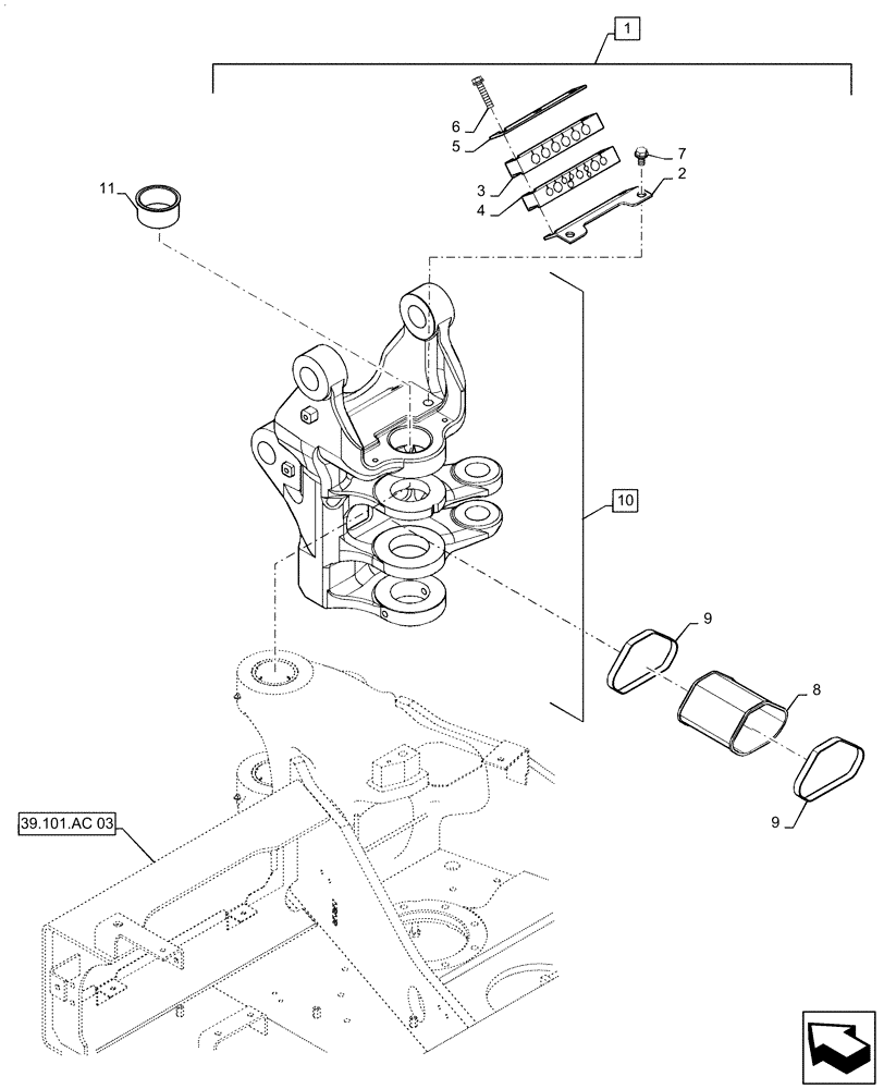 Схема запчастей Case CX55B - (84.114.AJ[01]) - BRACKET, SWING CARRIAGE (84) - BOOMS, DIPPERS & BUCKETS