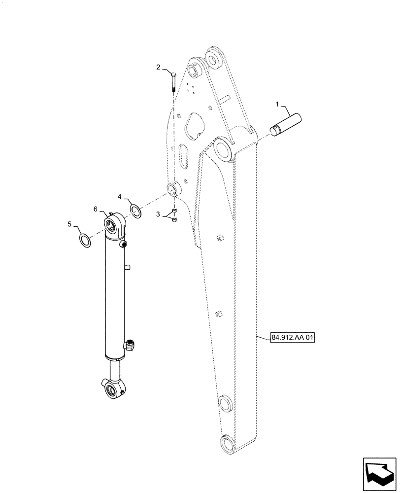 Схема запчастей Case CX55B - (35.738.AA[01]) - CYLINDER, MOUNTING, BUCKET (35) - HYDRAULIC SYSTEMS