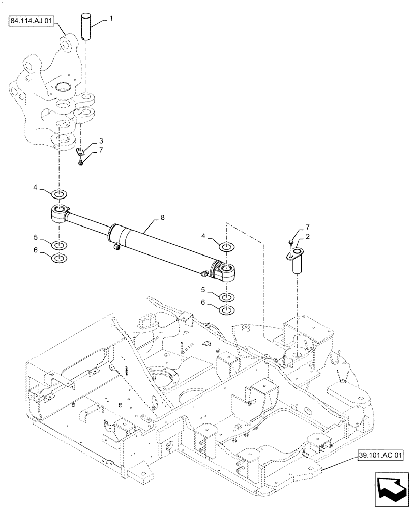 Схема запчастей Case CX55B - (35.739.AA[01]) - SWING CYLINDER ATTACHMENT (35) - HYDRAULIC SYSTEMS