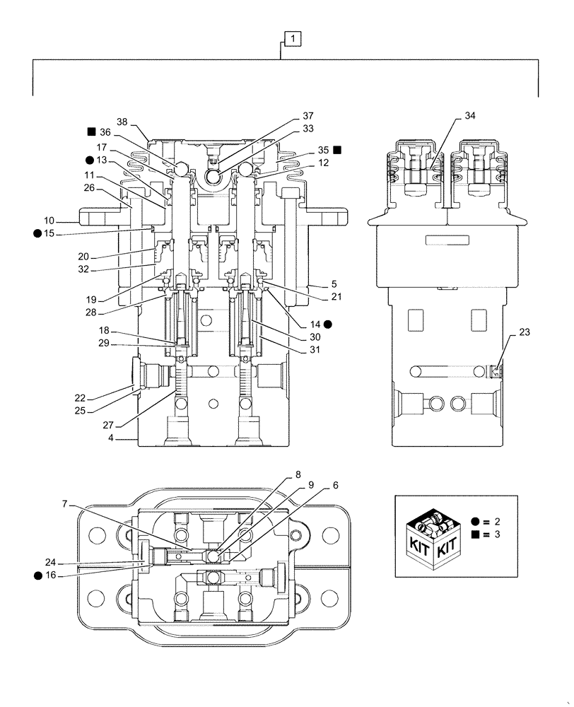 Схема запчастей Case CX55B - (35.357.AG[01]) - PILOT VALVE, ASSY, TRAVEL ALARM (35) - HYDRAULIC SYSTEMS