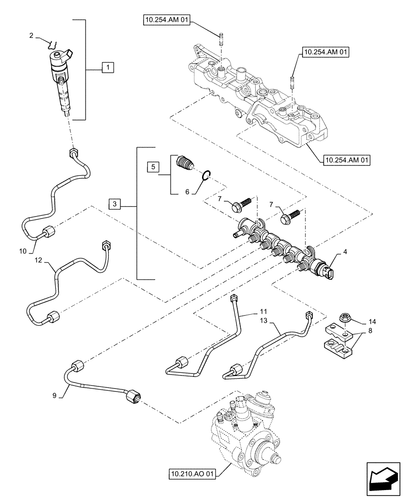 Схема запчастей Case CX55B - (10.218.AF[01]) - FUEL INJECTION VALVE (10) - ENGINE