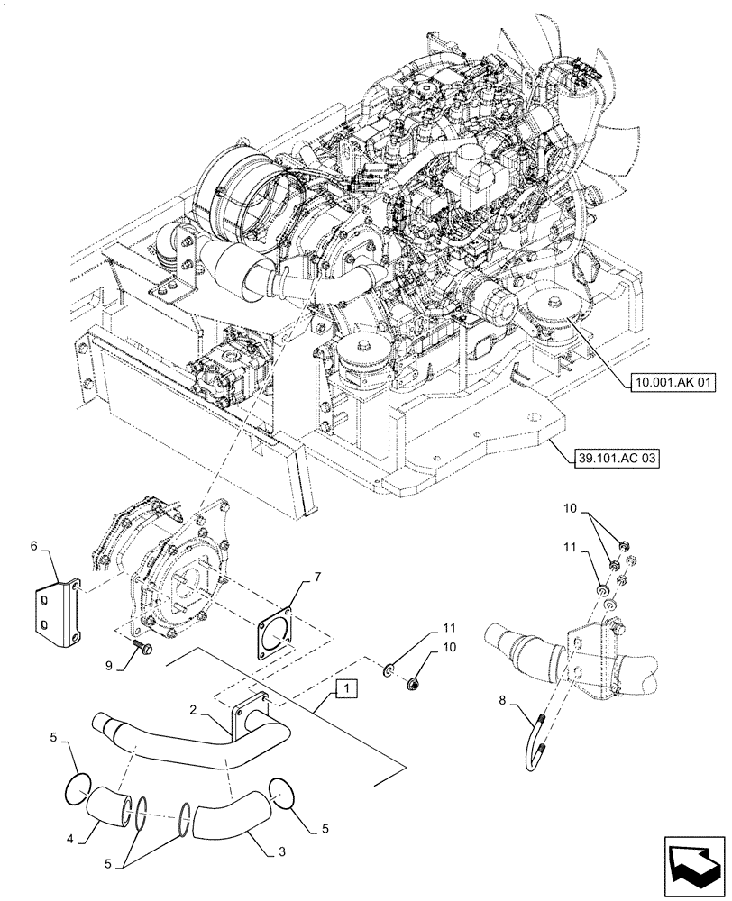 Схема запчастей Case CX55B - (10.254.AI[01]) - EXHAUST MUFFLER (10) - ENGINE