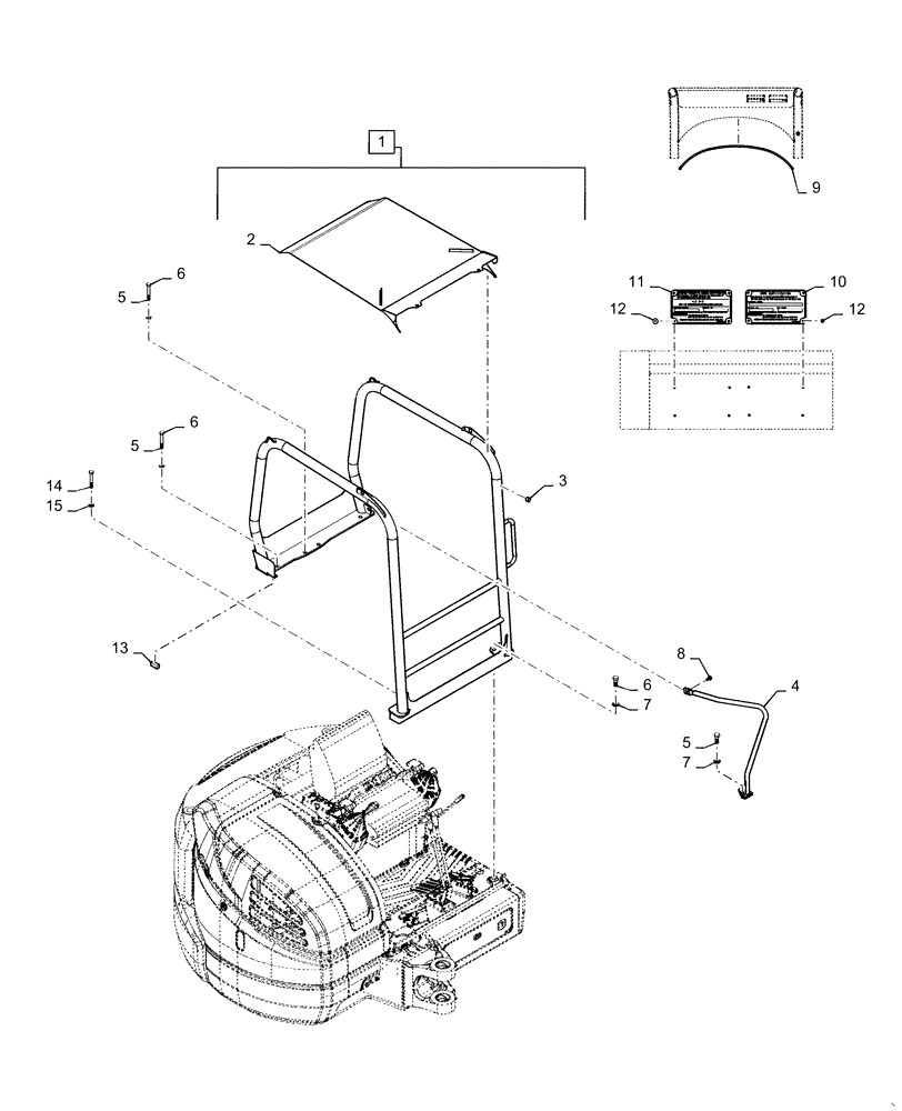 Схема запчастей Case CX55B - (90.114.AR[01]) - CANOPY, MOUNTING (90) - PLATFORM, CAB, BODYWORK AND DECALS