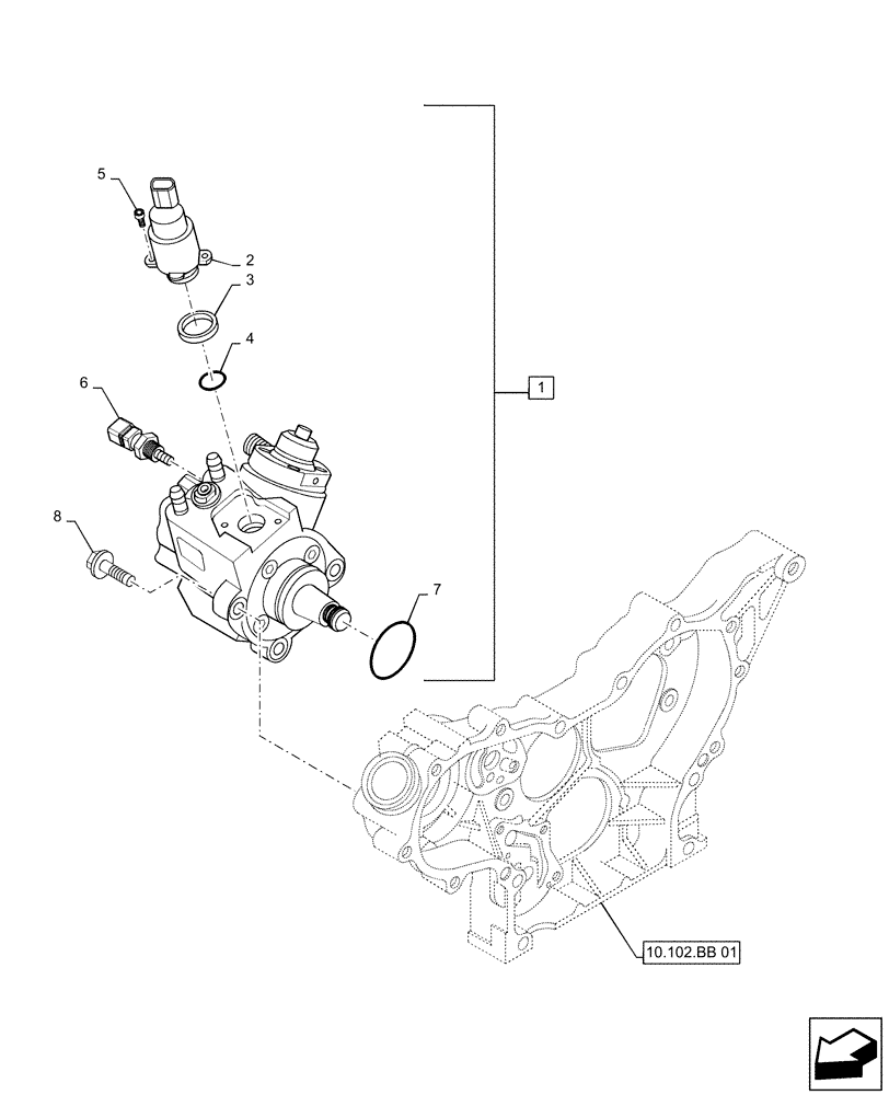 Схема запчастей Case CX55B - (10.210.AO[01]) - FUEL SUPPLY PUMP (10) - ENGINE