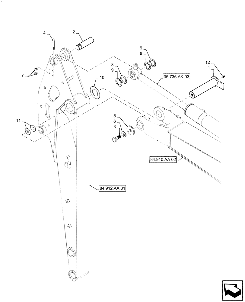 Схема запчастей Case CX55B - (84.910.AC[01]) - ARM, MOUNTING (84) - BOOMS, DIPPERS & BUCKETS