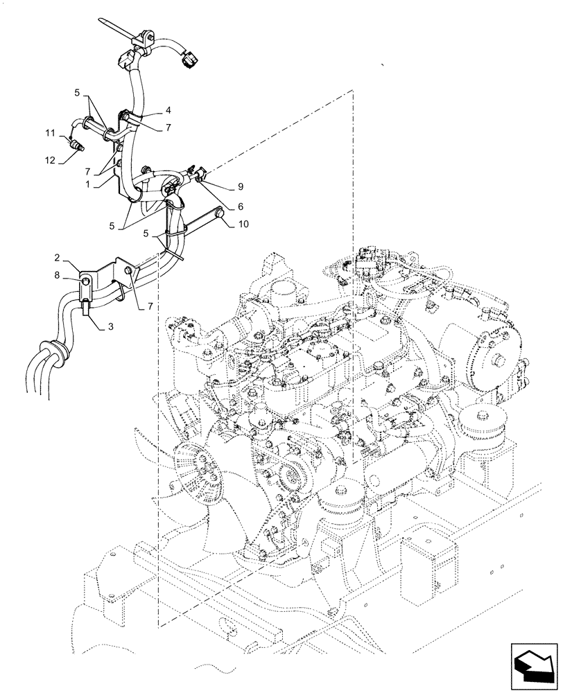 Схема запчастей Case CX55B - (55.201.AU[01]) - ENGINE STARTER CABLES (55) - ELECTRICAL SYSTEMS