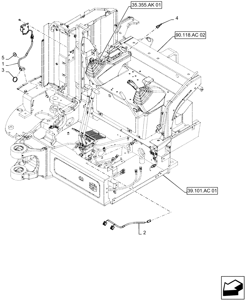 Схема запчастей Case CX55B - (55.050.AW[01]) - ALARM, TRAVEL, HARNESS (55) - ELECTRICAL SYSTEMS