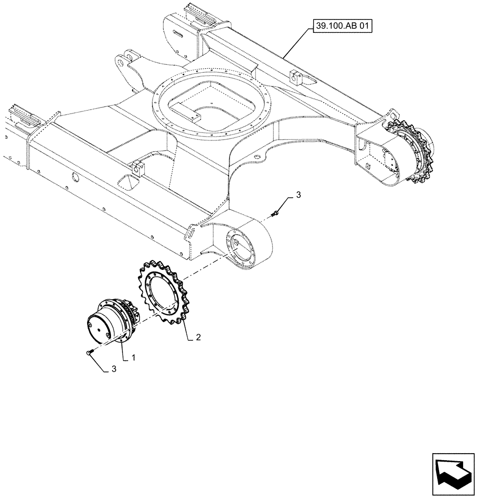 Схема запчастей Case CX55B - (35.353.AD[01]) - TRAVEL MOTOR & REDUCTION GEAR, MOUNTING (35) - HYDRAULIC SYSTEMS