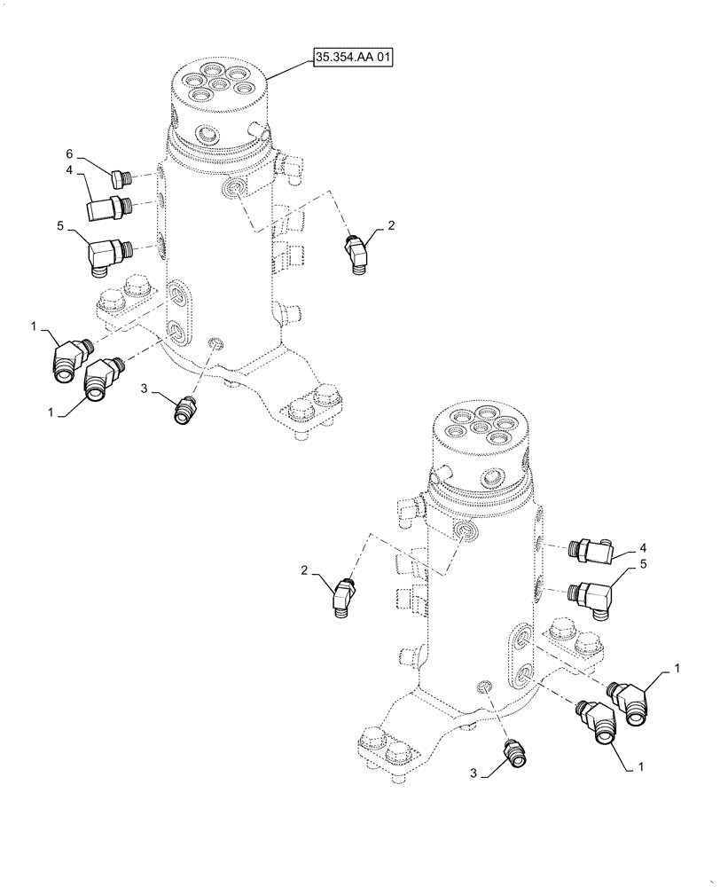 Схема запчастей Case CX55B - (35.354.AF[02]) - HYD LINES, SWIVEL, ANGLE DOZER (35) - HYDRAULIC SYSTEMS