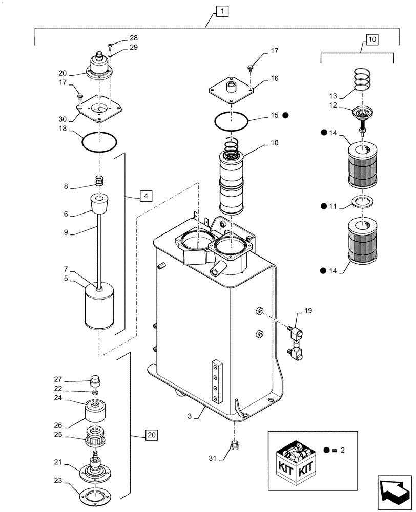 Схема запчастей Case CX55B - (35.300.AQ[01]) - HYDRAULIC OIL RESERVOIR & FILTER, ASSY (35) - HYDRAULIC SYSTEMS